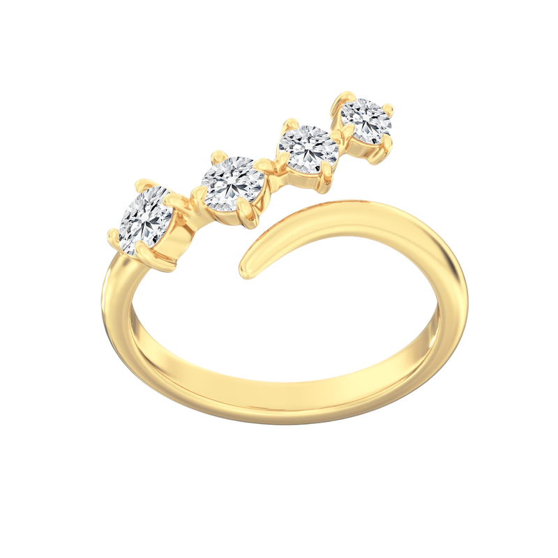 Round Lab Grown Diamond 3/4ctw. Bypass Fashion Ring in 14k Yellow Gold image number null